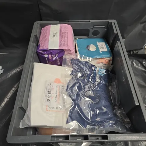APPROXIMATELY 5 ASSORTED COSMETICS ITEMS TO INCLUDE PADS , WIGS , ETC 