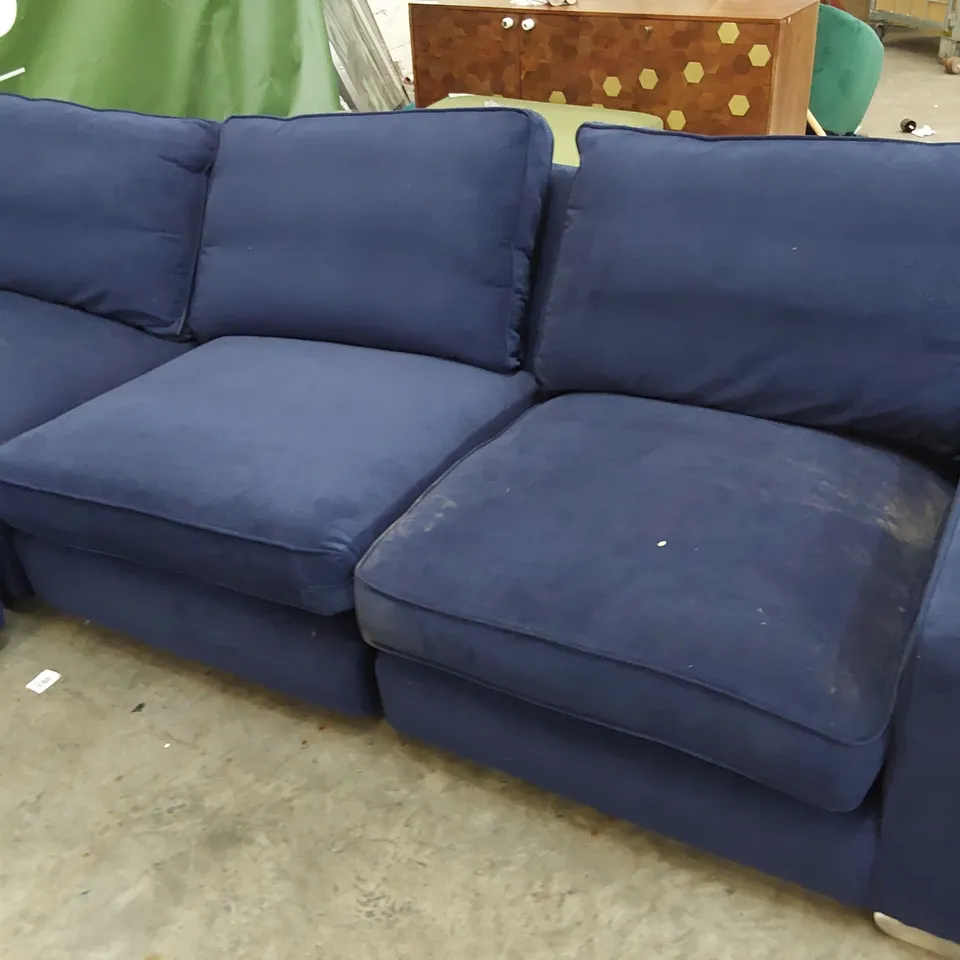 QUALITY BRITISH DESIGNER LOUNGE Co. CORNER GROUP BLUE PLUSH FABRIC 