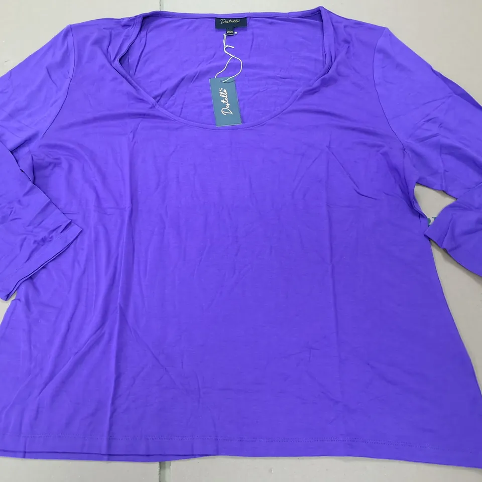 LOT OF 26 BRAND NEW DESTELLO SCOOP NECK 3/4 SL3EVE TOPS IN PURPLE - UK 20