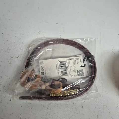 MANGO WOMEN'S BELT – BURGUNDY LEATHER, SIZE S
