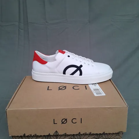 BOXED PAIR OF LOCI ORIGINS IN WHITE/RED/NAVY SIZE EU 45