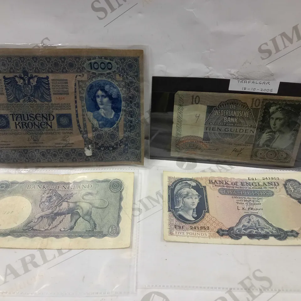 GROUP OF 4 COLLECTABLE BANK NOTES FROM VARYING COUNTRIES AND YEARS