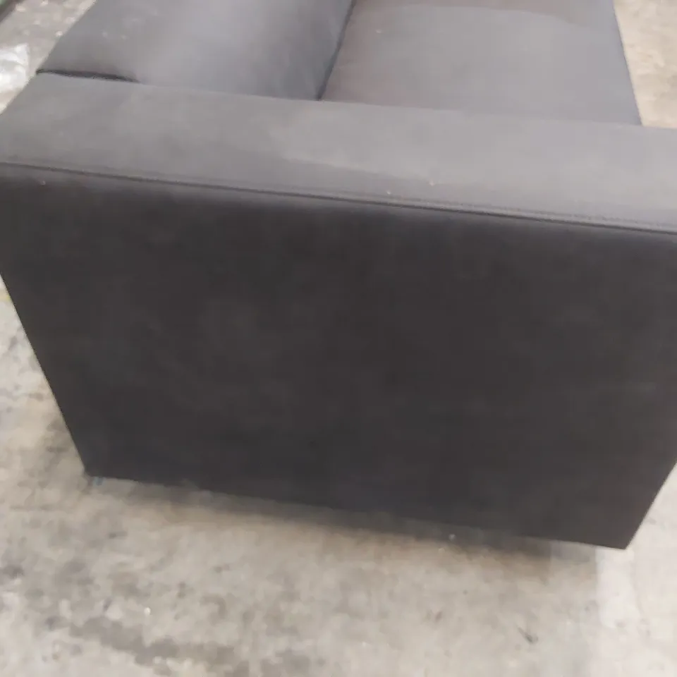 DESIGNER MINIMALISTIC TWO SEATER SOFA BLACK FAUX LEATHER 