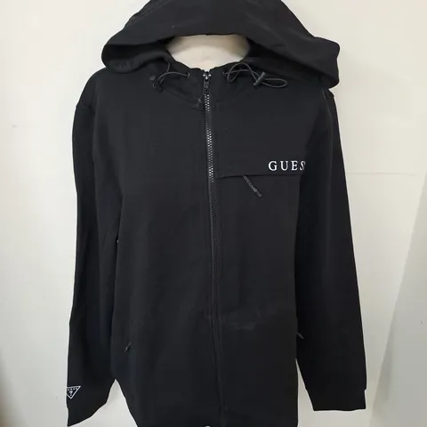 GUESS ZIP THROUGH BLACK HOODIE - M