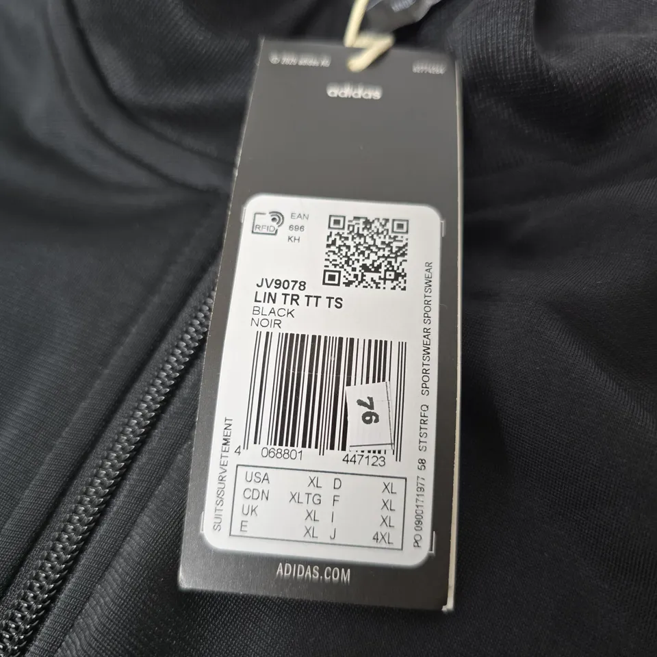 ADIDAS BLACK ZIP-FRONT JACKET – UK XL