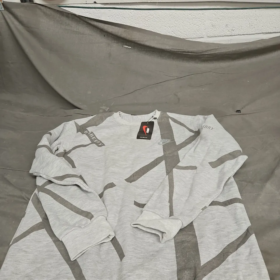NIKE BURBERRY LARGE GREY JUMPER WITH TAGS