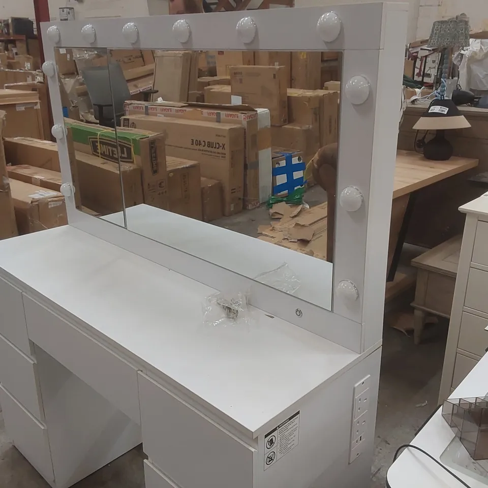 120CM DRESSING TABLE WITH MIRROR BULB LIGHT MAKEUP VANITY WITH JEWELRY CABINET