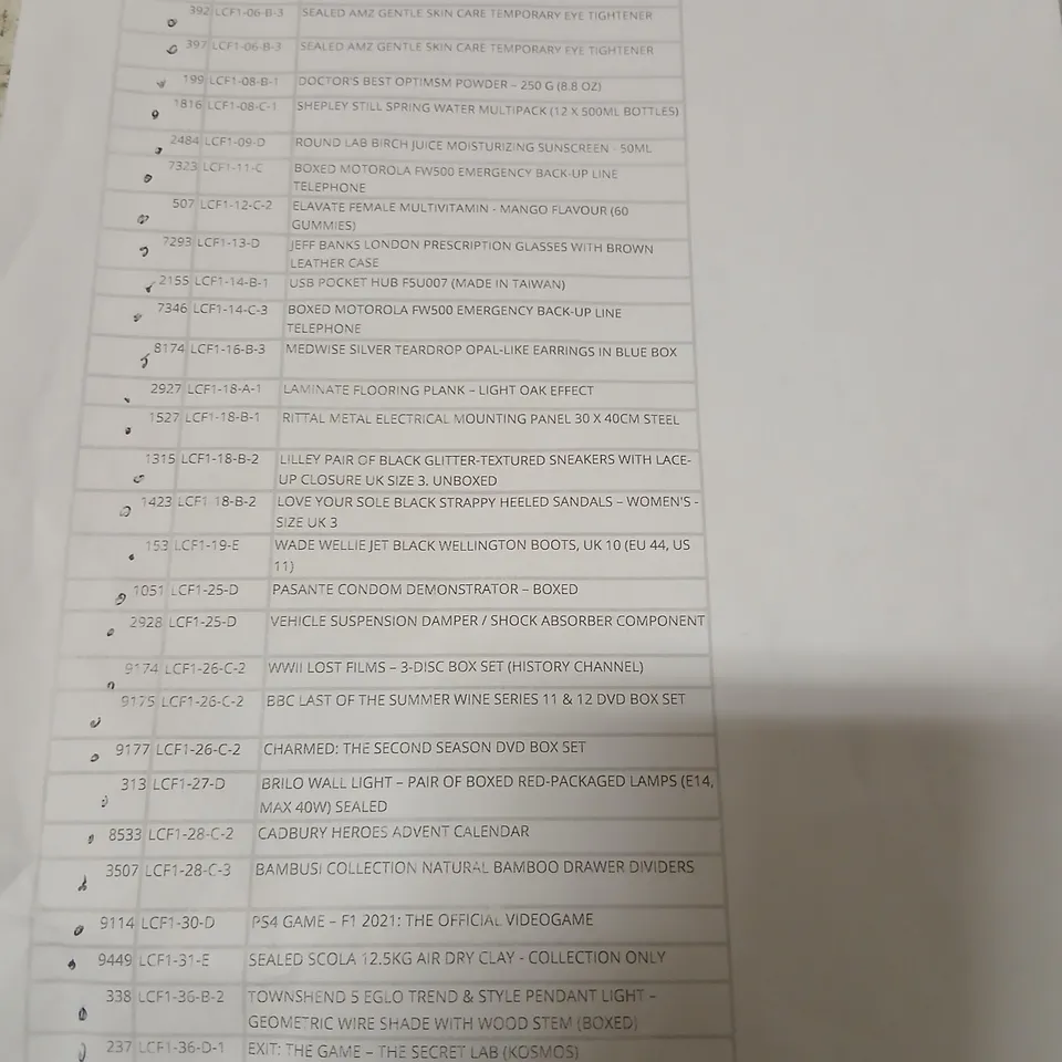 CAGE OF APPROXIMATELY 40 ASSORTED PRODUCTS TO INCLUDE; AMZ GENTLE SKIN CARE TEMPORARY EYE TIGHTENER, MERLIN COMPLETE FIRST SERIES, WWII LOST FILMS, EXIT THE GAME THE SECRET LAB AND CADBURY HEROES ADVE