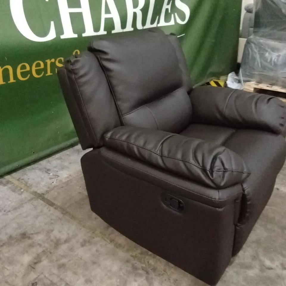 ALBION LUXURY FAUX LEATHER HIGH BACK MANUAL RECLINER ARMCHAIR RRP £499