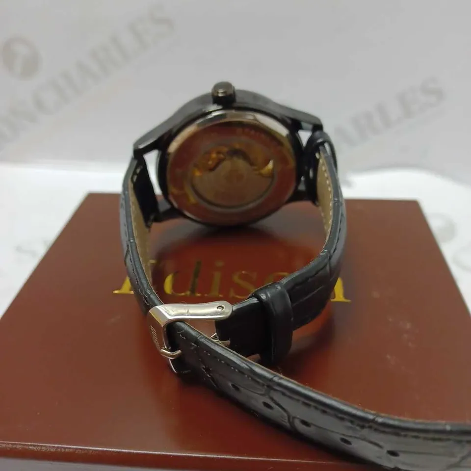 EDISON SKELETON DIAL LEATHER STRAP WRISTWATCH