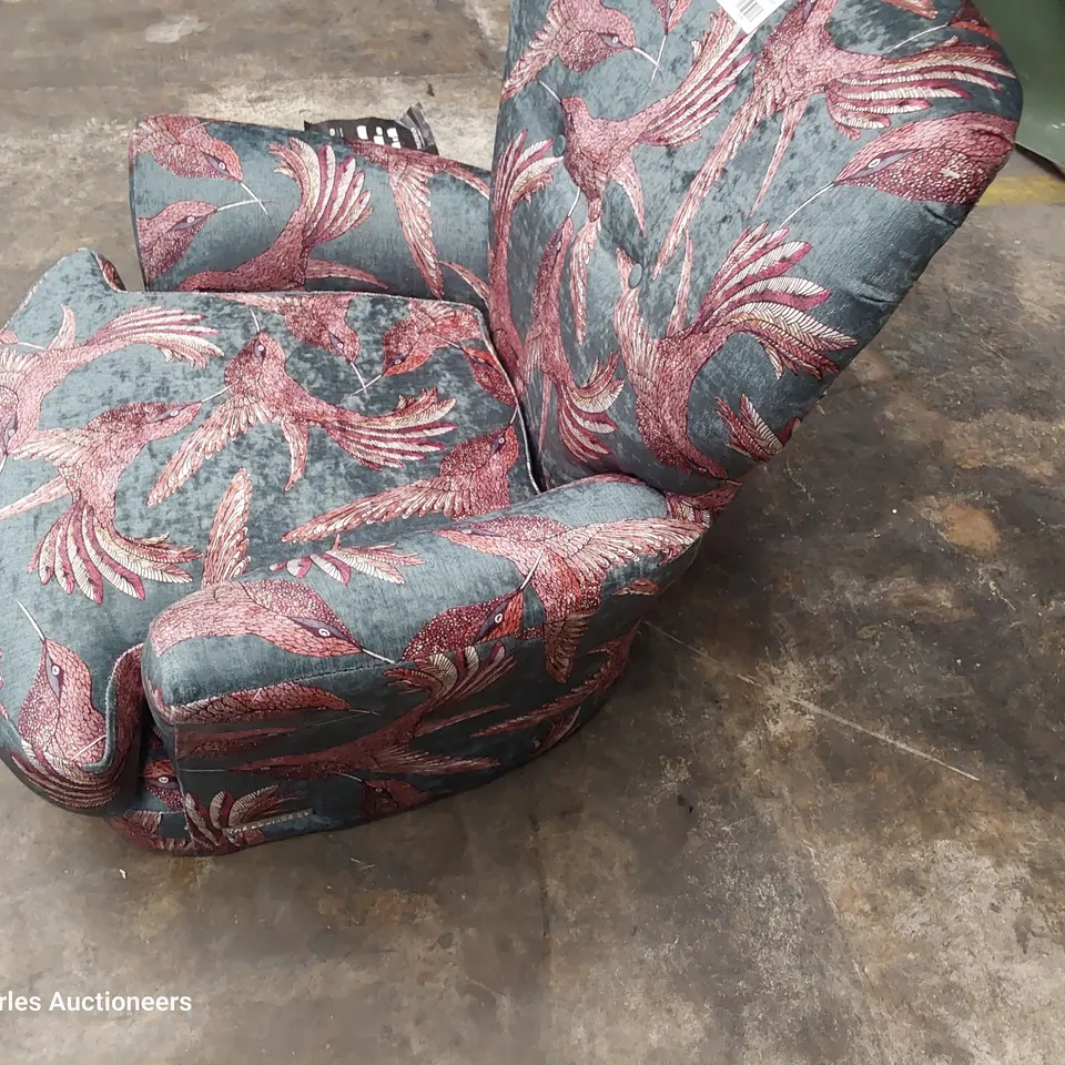 QUALITY BRITISH DESIGNER LOUNGE Co. NOAH OCCASIONAL CHAIR BIRD OF PARADISE FABRIC