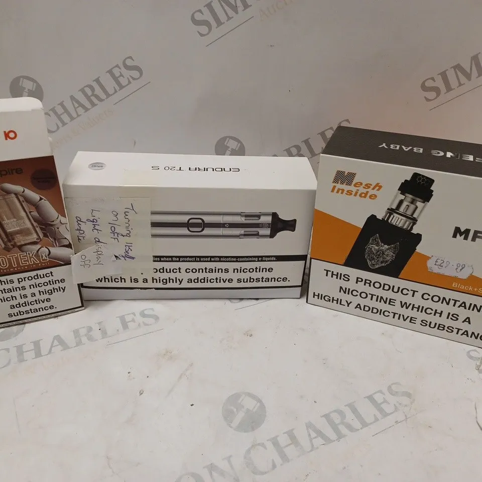 APPROXIMATELY 20 VAPES & E-CIGARETTES TO INCLUDE ASPIRE GOTEK, ENDURA T20 S, MFENG BABY, ETC