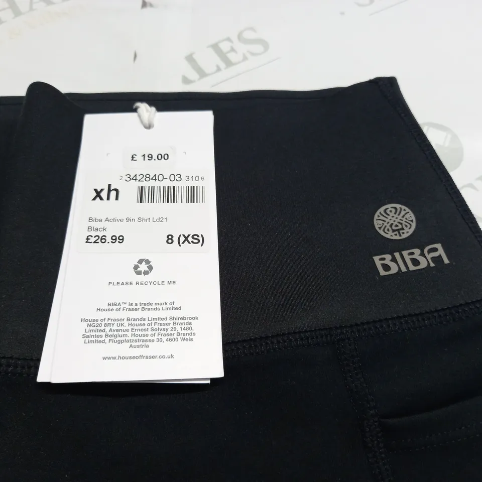BIBA ACTIVE 9" SHORTS IN BLACK - 8 (XS)