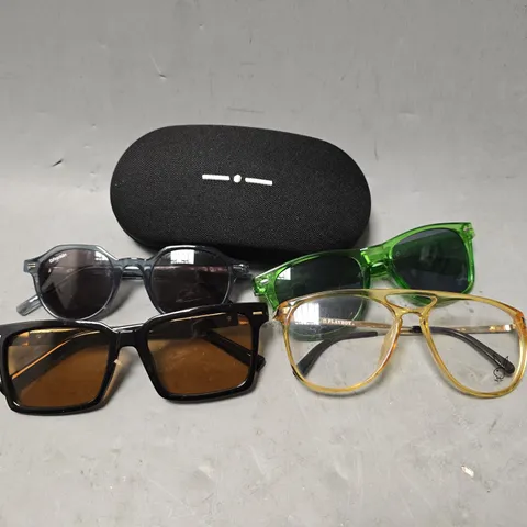 APPROXIMATELY 8 ASSORTED VISION CARE ITEMS TO INCLUDE - SUN GLASSES ,CARRY CASE  , EYEWEAR GLASSES