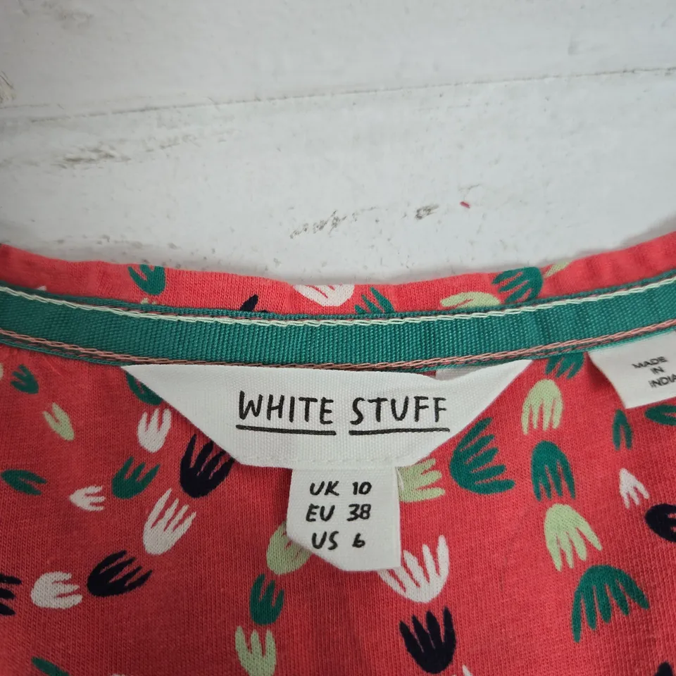 WHITE STUFF WOMEN'S DRESS – PINK PATTERN, UK 10 (EU 38, US 6)