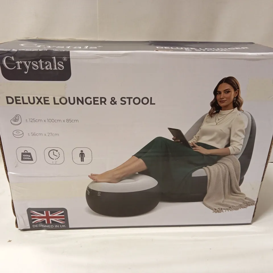 CRYSTALS DELUXE LOUNGER & STOOL – BOXED (DESIGNED IN UK)