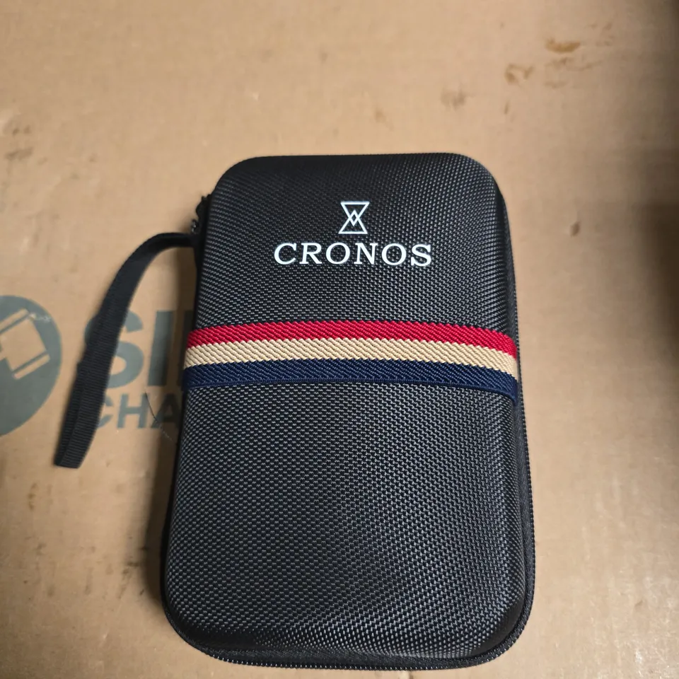 CRONOS STAINLESS STEEL WRISTWATCH WITH METAL BRACELET + CRONOS PROTECTIVE ZIP CASE