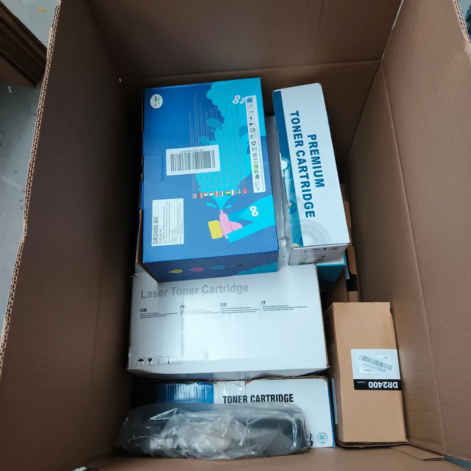 BOX OF APPROXIMATELY 10 ASSORTED PRINTER CARTRIDGE PRODUCTS