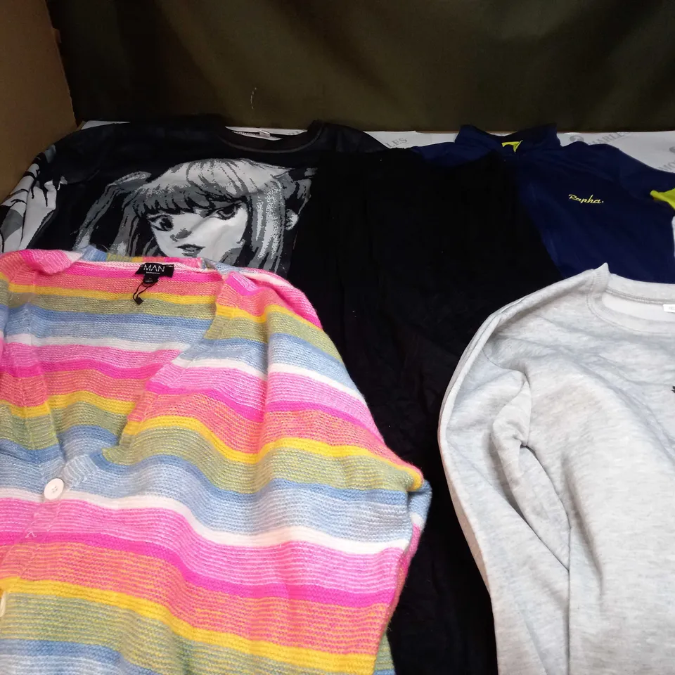 LARGE QUANTITY OF CLOTHING ITEMS TO INCLUDE DRESSES, SWEATERS, JEANS, T-SHIRTS, ETC