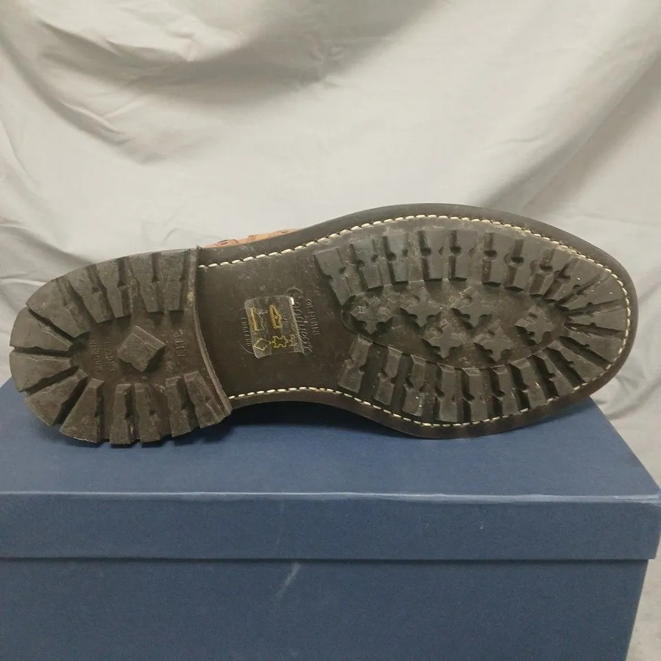 BOXED PAIR OF Tricker's MENS 1001 BURNISHED ELASTIC SIDED BROGUE BOOTS - SIZE 10