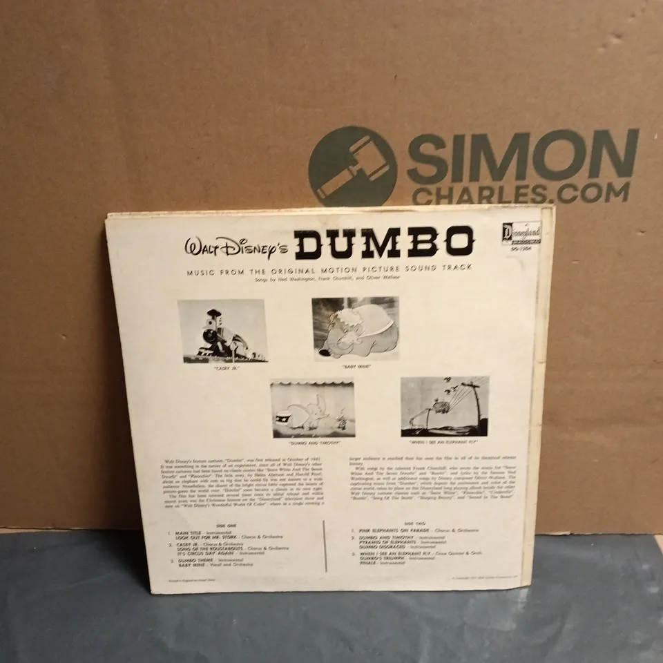 DUMBO – WALT DISNEY'S ORIGINAL MOTION PICTURE SOUNDTRACK LP (COPYRIGHT 1971)