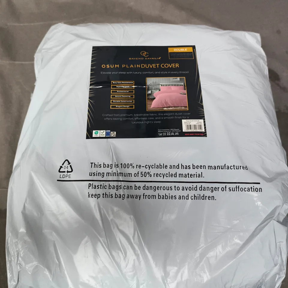 GAVENO CAVAILIA OSUM PLAINDUVET COVER – DOUBLE DUVET COVER SET (2 PILLOWCASES), PINK