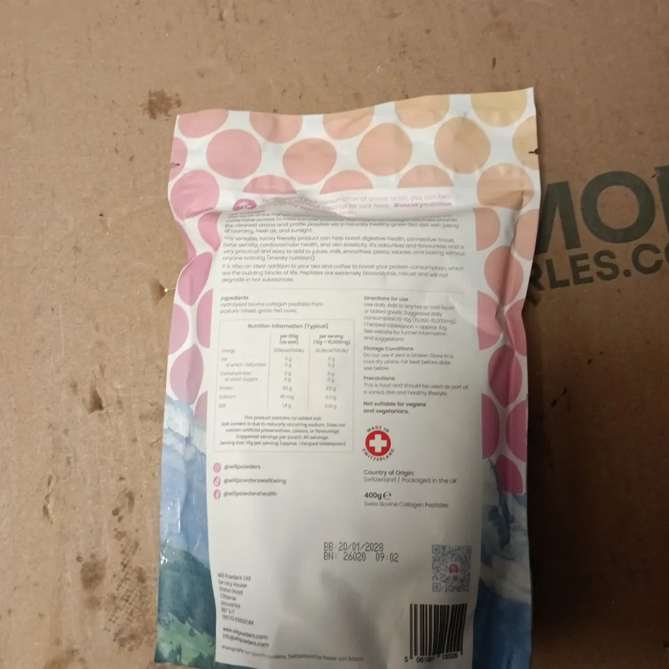WILLPOWDERS SWISS BOVINE COLLAGEN PEPTIDES – 400G