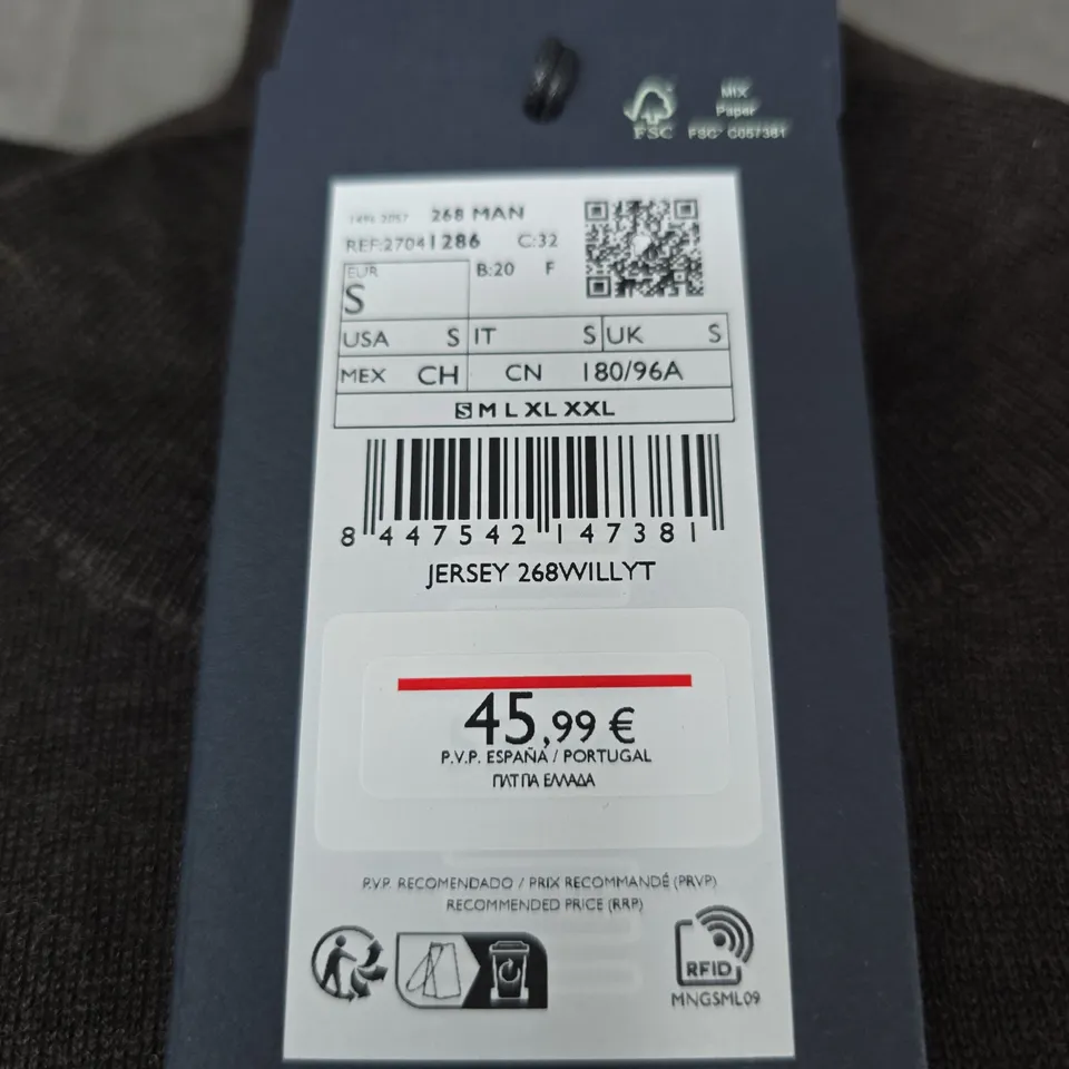 MANGO ESSENTIALS JERSEY TOP – 268WILLYT – DARK GREY, UK SIZE S