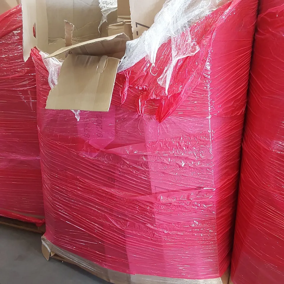 PALLET OF ASSORTED ITEMS INCLUDING SELF ADHESIVE VINYL FLOORING, MATTRESSES, ONE TOUCH MOP
