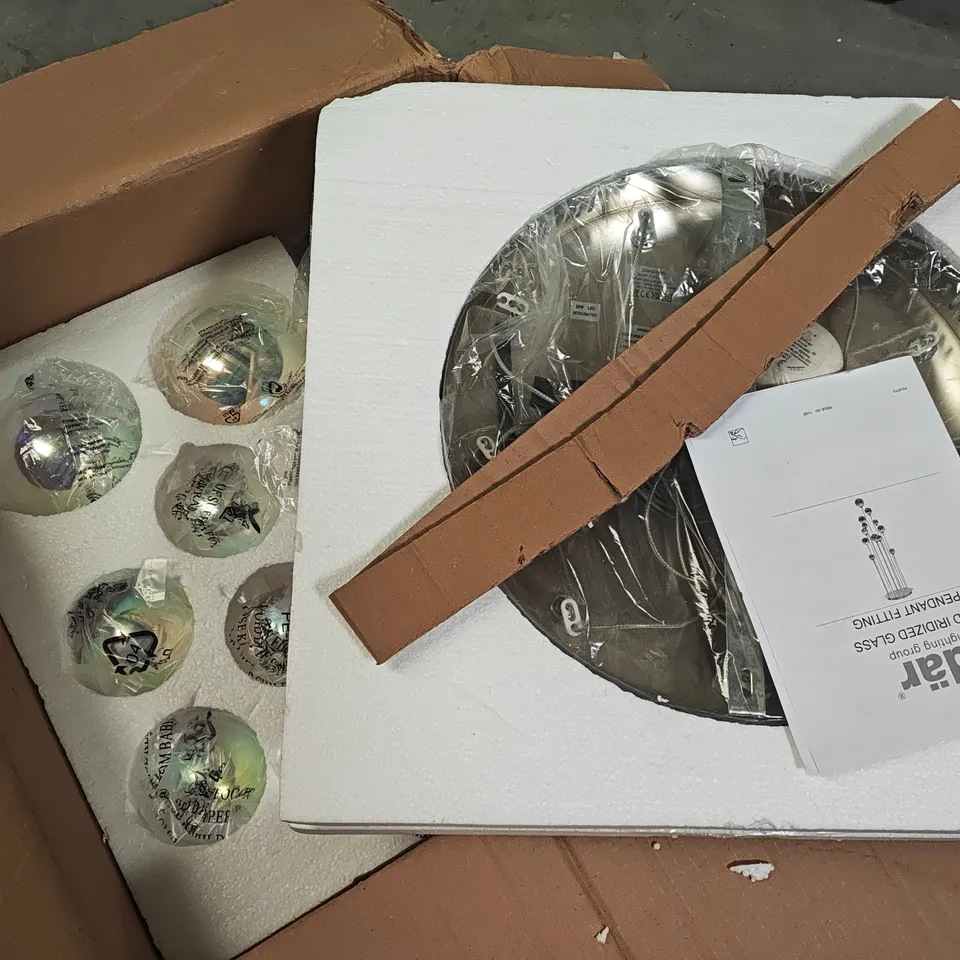 BOXED DAR CESARIO 12-LIGHTCLUSTER PENDANT LIGHT IN POLISHED CHROME & MULTI COLOUR LED