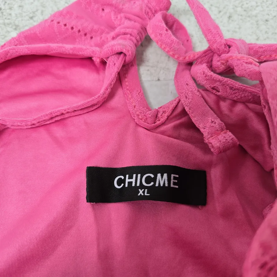 CHICME PINK EYELET HALTERNECK MAXI DRESS – XL