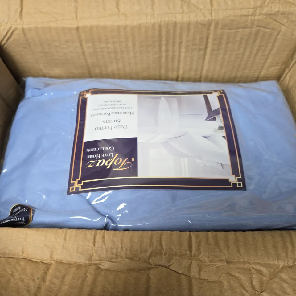 APPROXIMATELY 10 TOPAZ LUXE HOME COLLECTION DEEP FITTED SHEETS – KING SIZE, MICROFIBRE POLYESTER - BLUE