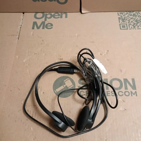 BOX OF APPROXIMATELY 20 LOGI HEADSETS