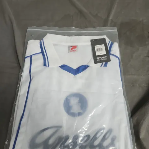 PATRICK WHITE POLO SHIRT WITH BLUE TRIM – SIZE S