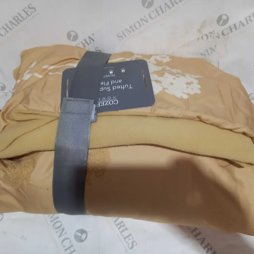 SUPERSOFT BY COZEE HOME LEAF TUFTED 4 PIECE DUVET SET WITH FLEECE