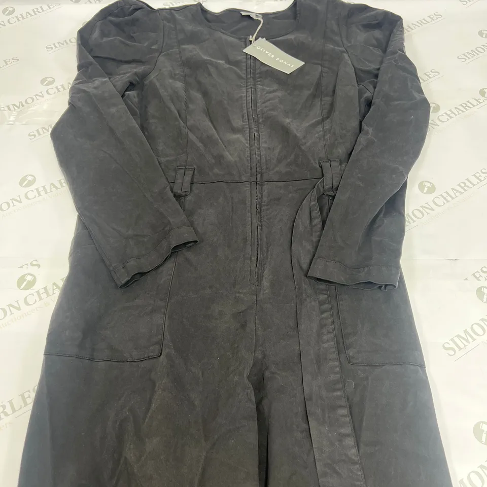 OLIVER BONAS PUFF SLEEVE JUMPSUIT IN BLACK SIZE 14