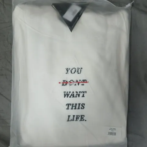 BOX OF APPROXIMATELY 8 YOU DON'T WANT THIS LIFE REDLINE HOODIES IN WHITE SIZE L