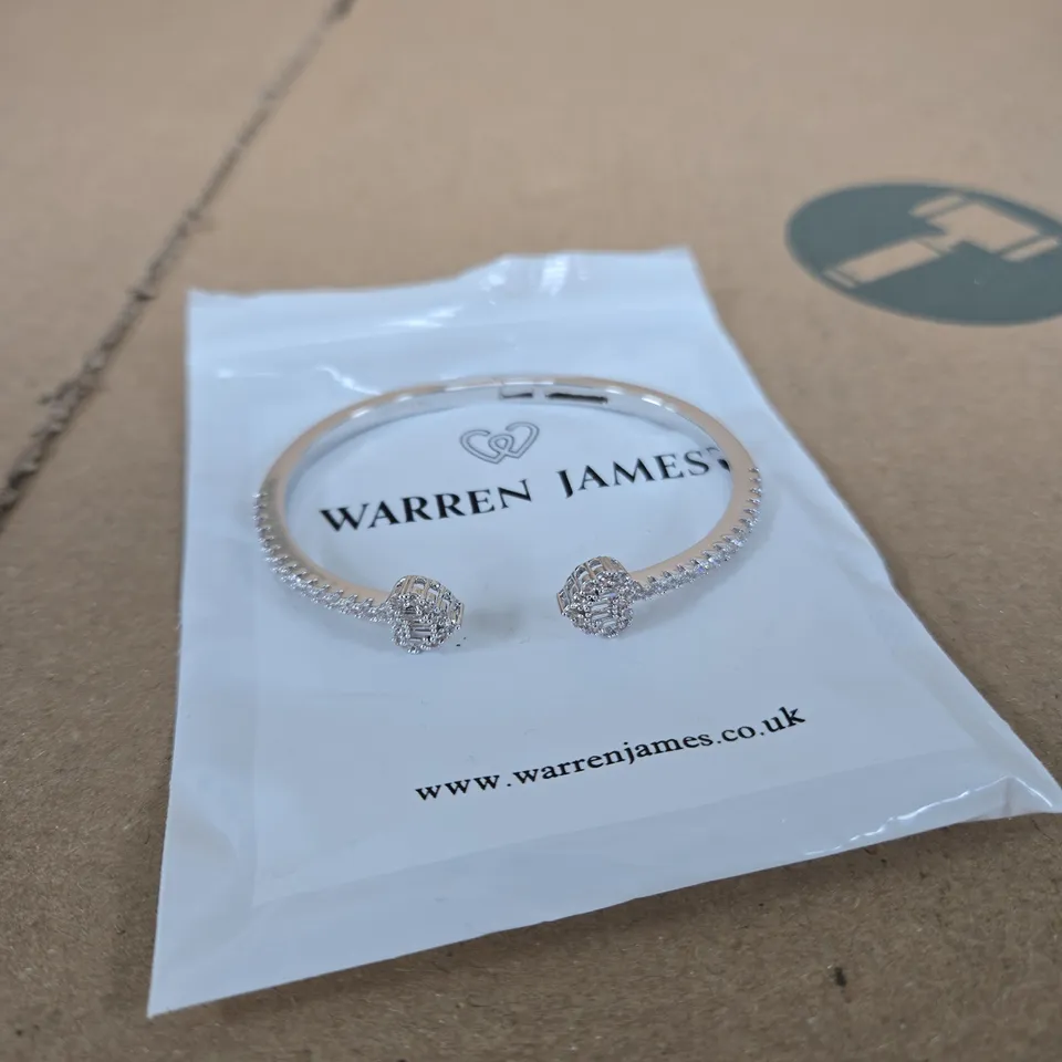 WARREN JAMES SILVER-TONE OPEN CUFF BRACELET WITH PAVÉ ENDS