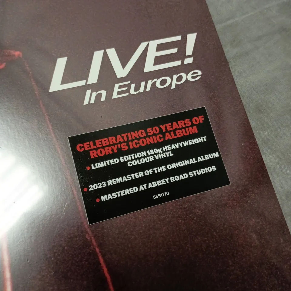 SEALED RORY GALLAGHER – LIVE! IN EUROPE (THE 1921 CENTENARY EDITION , LIMITED COLOUR VINYL, 180G)