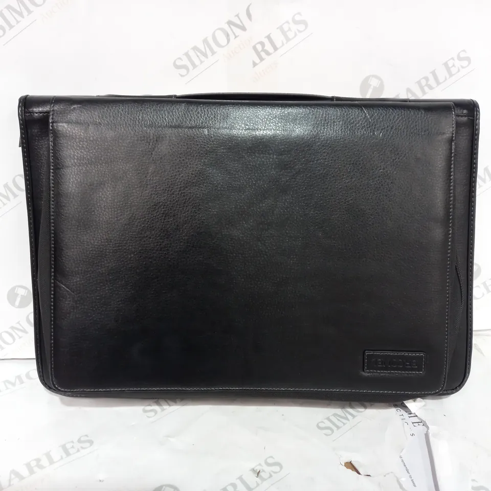 BROONEL BLACK LEATHER LAPTOP MESSENGER CASE