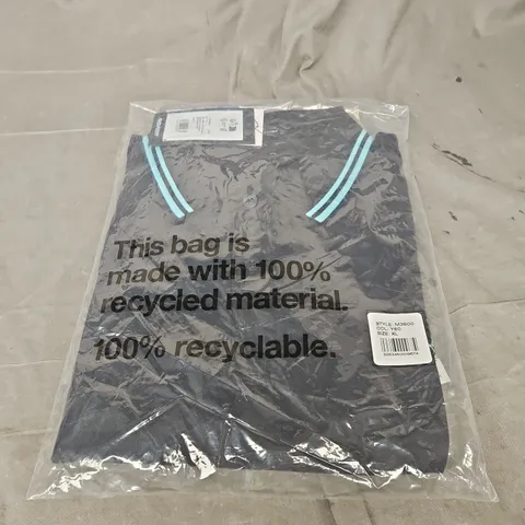 BAGGED FRED PERRY TWIN TIPPED SHIRT IN NAVY/MINT BLUE SIZE XL