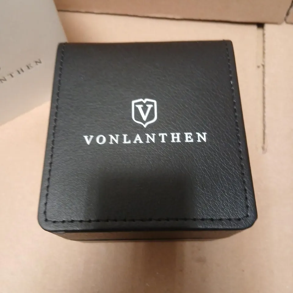 VONLANTHEN WRISTWATCH – LIGHT BLUE DIAL, BLUE LEATHER STRAP