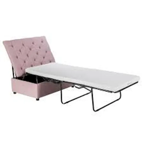 BOXED COSTWAY 2-IN-1 CONVERTIBLE SOFA BED FOLDING OTTOMAN SLEEPER SPACE SAVING COUCH LOUNGER - PINK