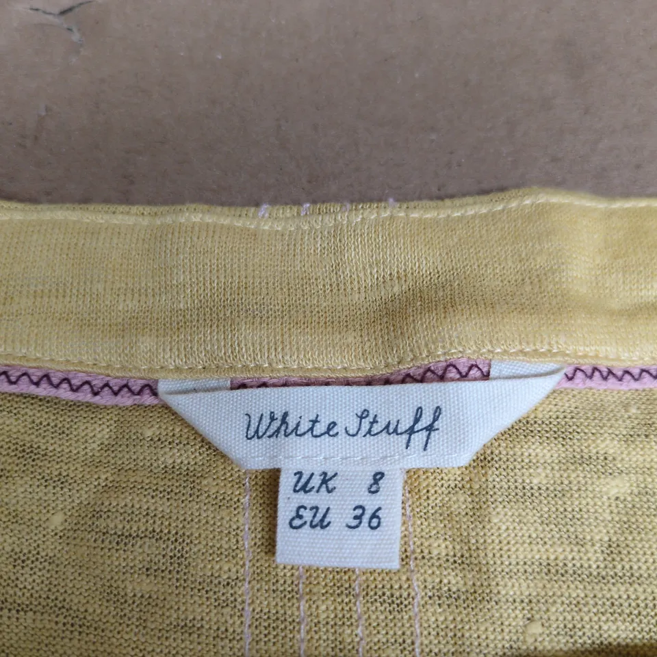 WHITE STUFF WOMEN'S YELLOW TOP – UK 8 (EU 36) WITH LACE TRIM