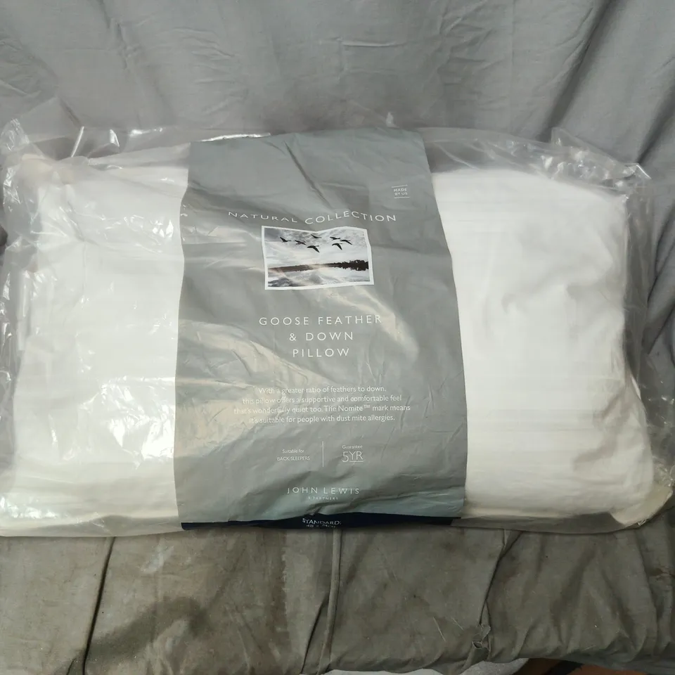JOHN LEWIS GOOSE FEATHER AND DOWN PILLOW. MEDIUM, 48 X 74CM