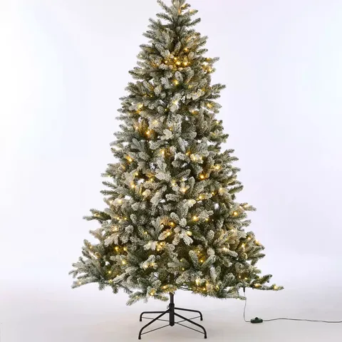 7FT DENVER PRE LIT FLOCKED CHRISTMAS TREE WITH DUAL COLOUR TWINKLE LIGHTS - COLLECTION ONLY