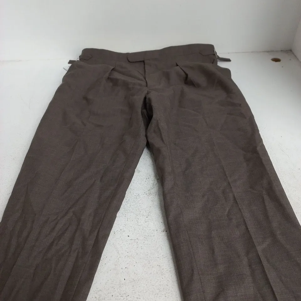 OLIVER BROWN LONDON MENS WOOL PLEATED TROUSERS – 38W, BROWN