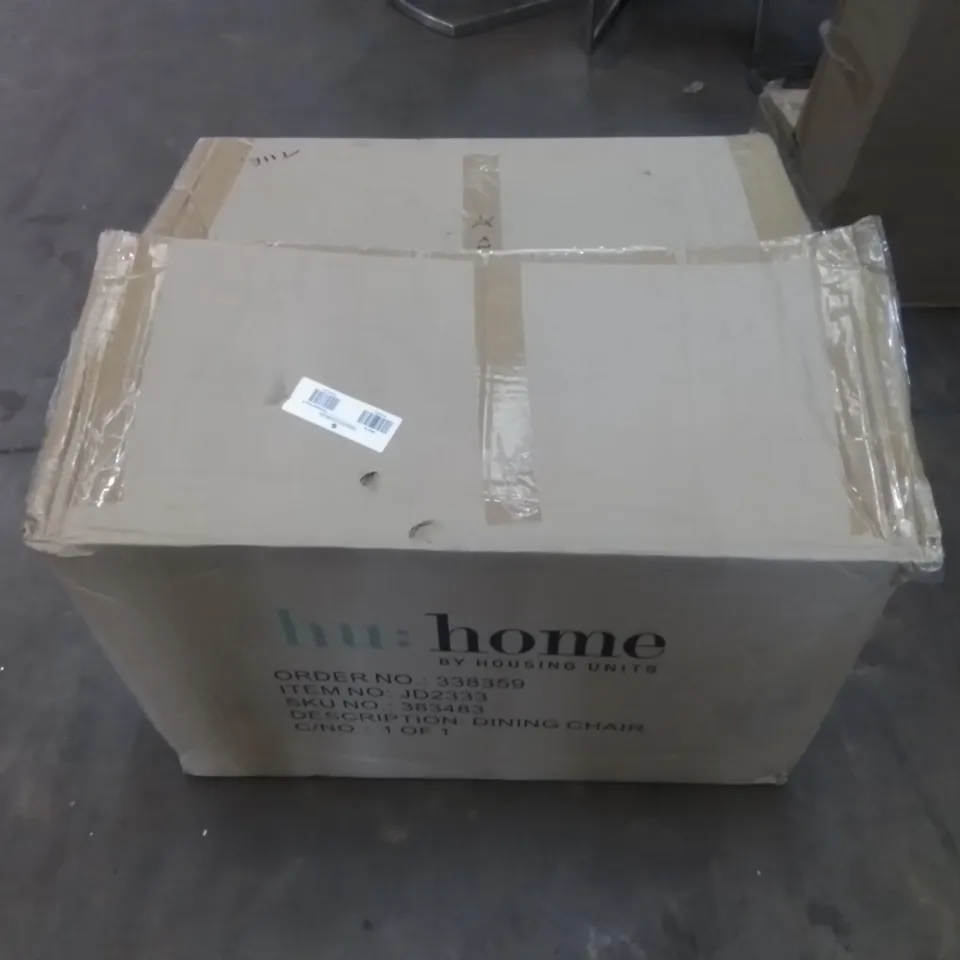 BOXED DINING CHAIR IN PU FAUX LEATHER GREY 