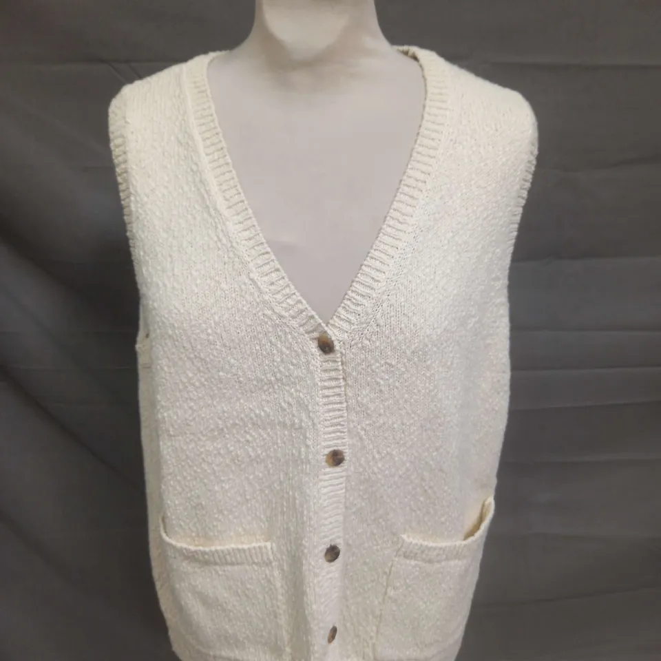 HUSH KNITTED OFF WHITE WAISTCOAT - LARGE