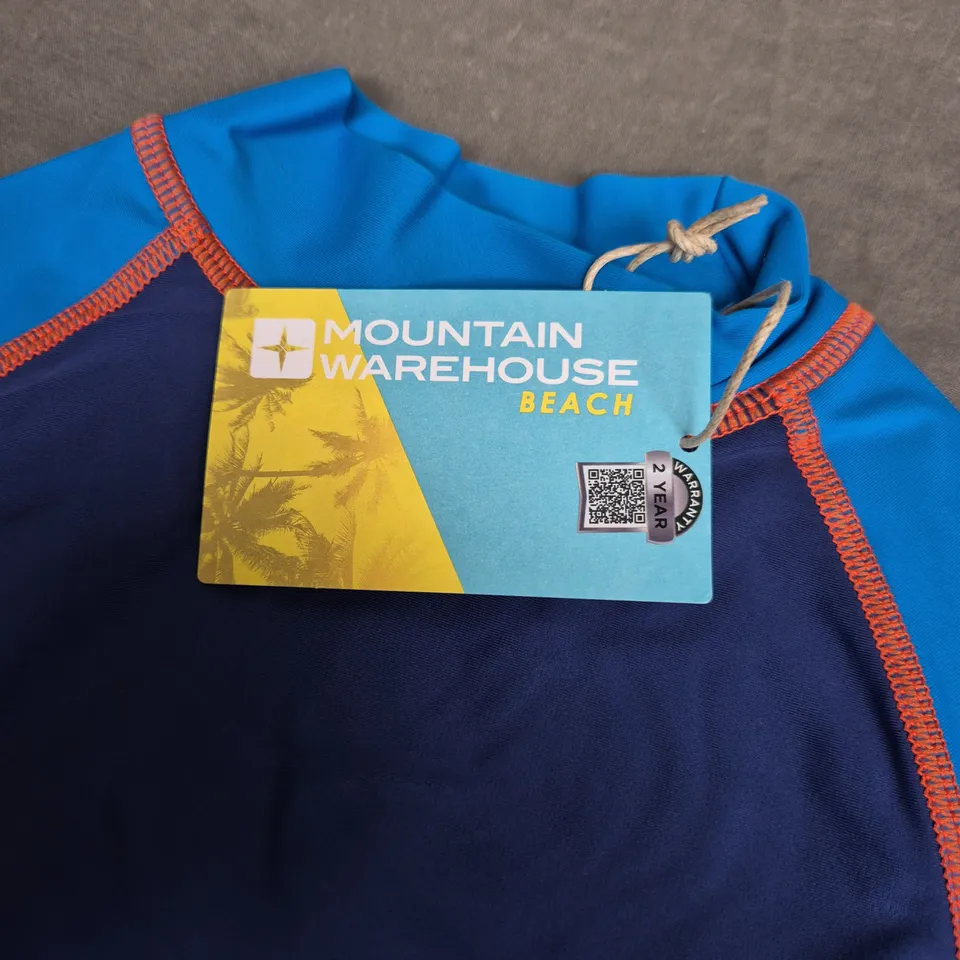 MOUNTAIN WAREHOUSE BEACH RASH VEST FOR KIDS – BLUE/NAVY, 2-3 YEARS